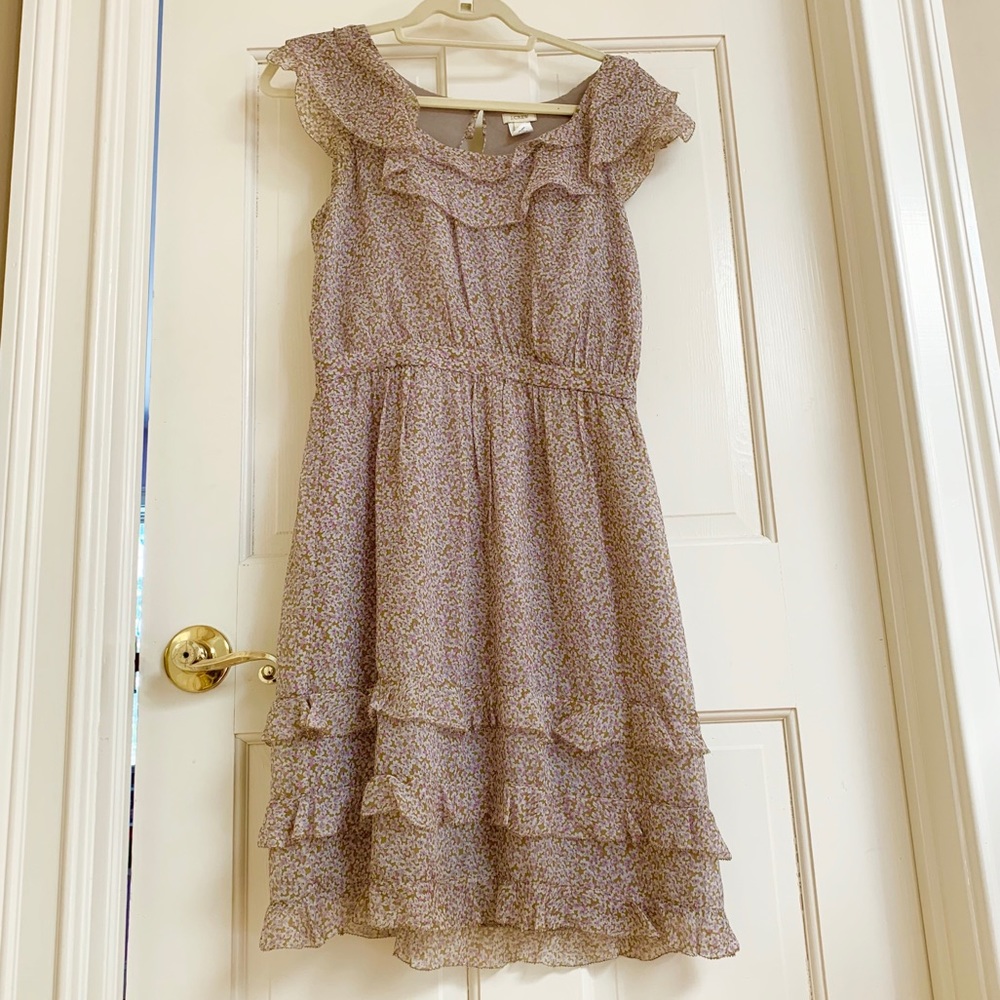 J. Crew printed ruffle dress